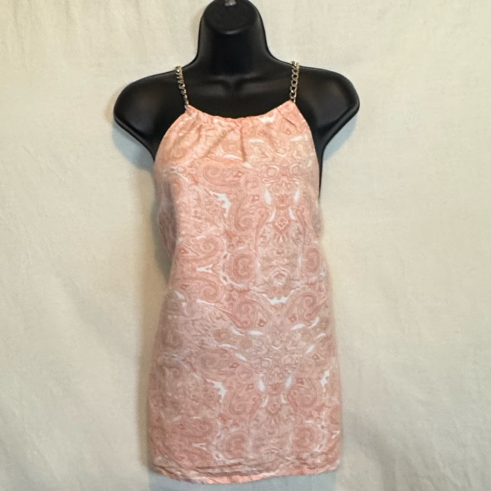 H-10 Appraisal Pink & White Sleeveless Lined Pullover Blouse Size XL